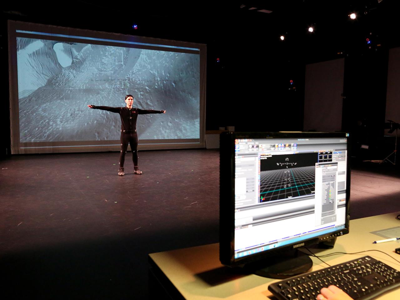Motion capture lab in the Advanced Computing Center for the Arts and Design