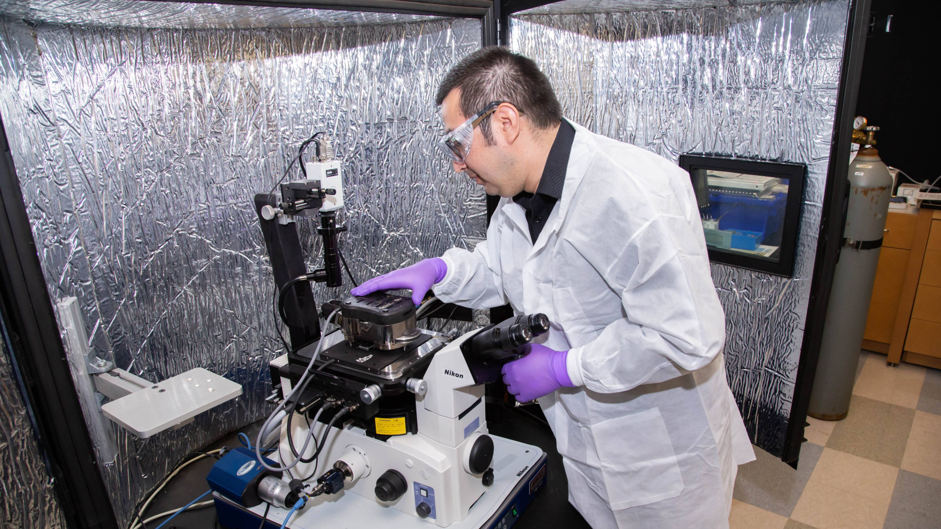 Man conducting research with equipment