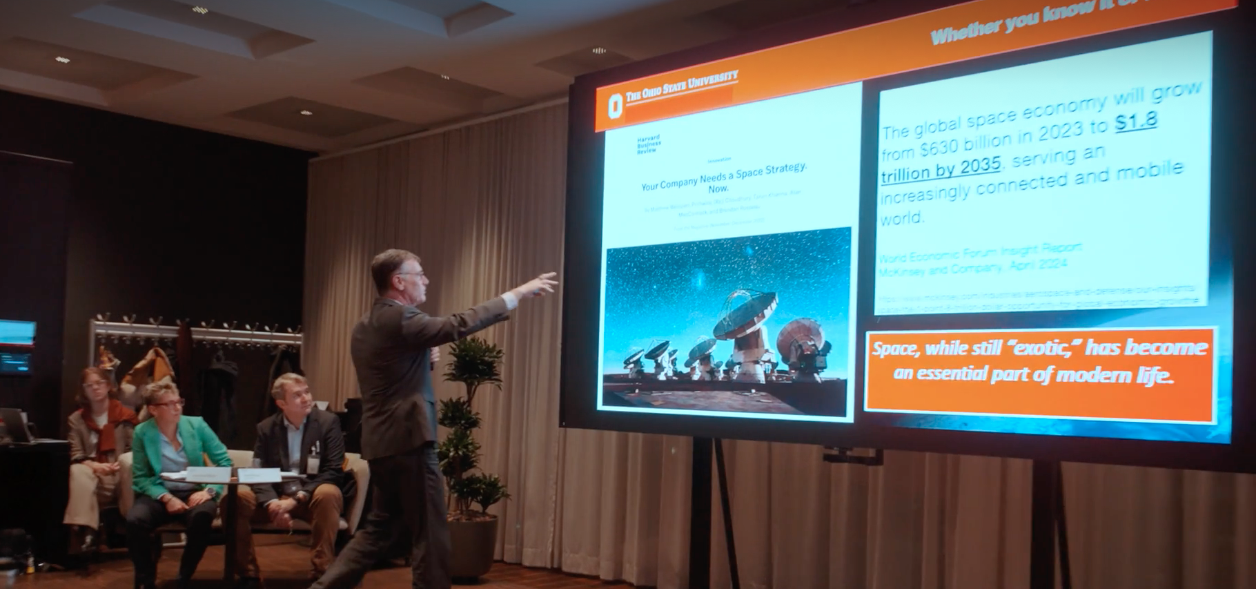 John M. Horack, vice president for research at The Ohio State University, presents at the Orbit for Life roundtable.