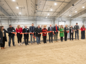 Guests participate in a ribbon-cutting ceremony at the Multispecies Animal Learning Complex (MALC) at Waterman Laboratory on Jan. 29, 2026. Photo: Brooke LaValley.