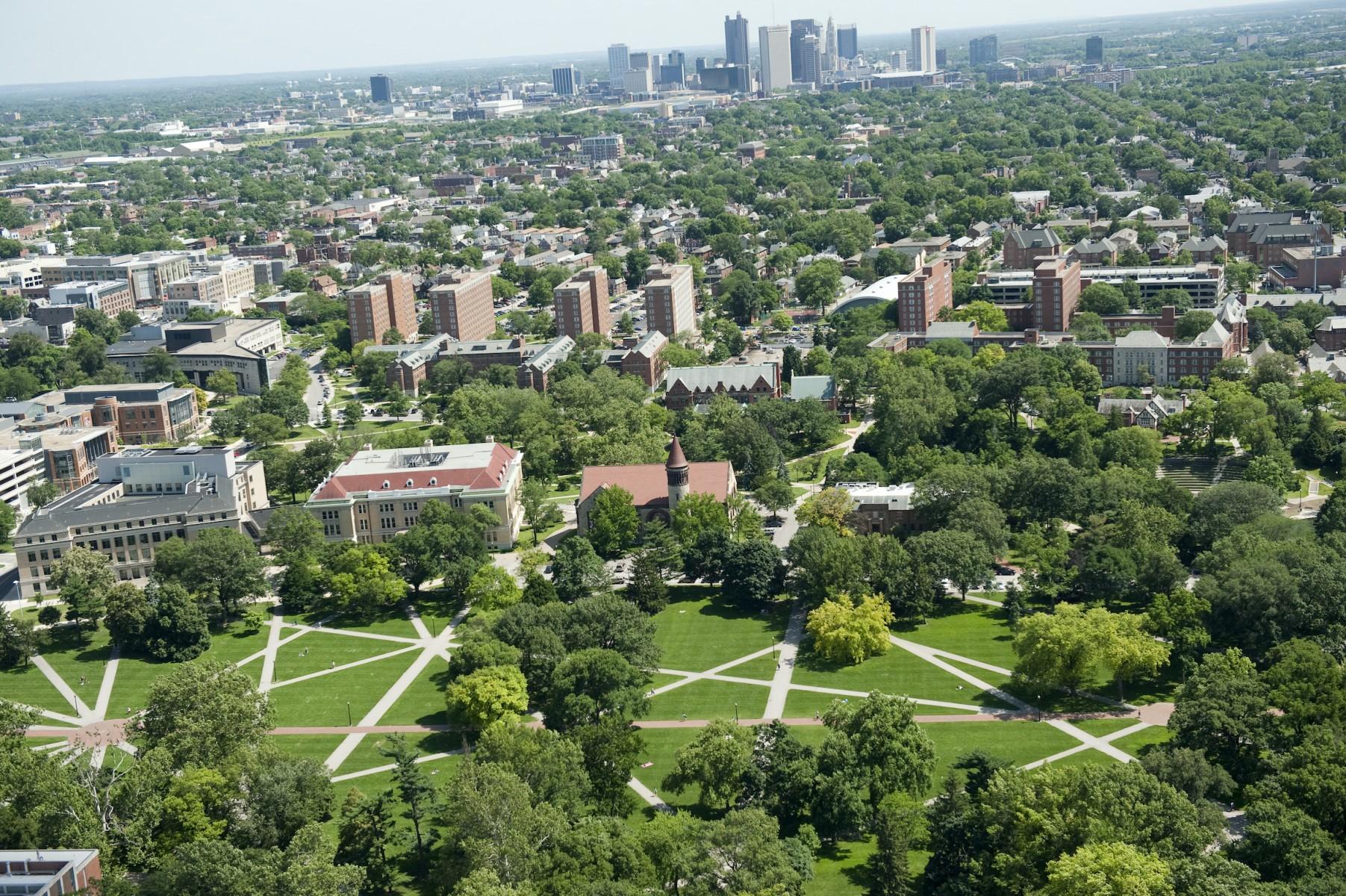 Ohio State campus and downtown Columbus